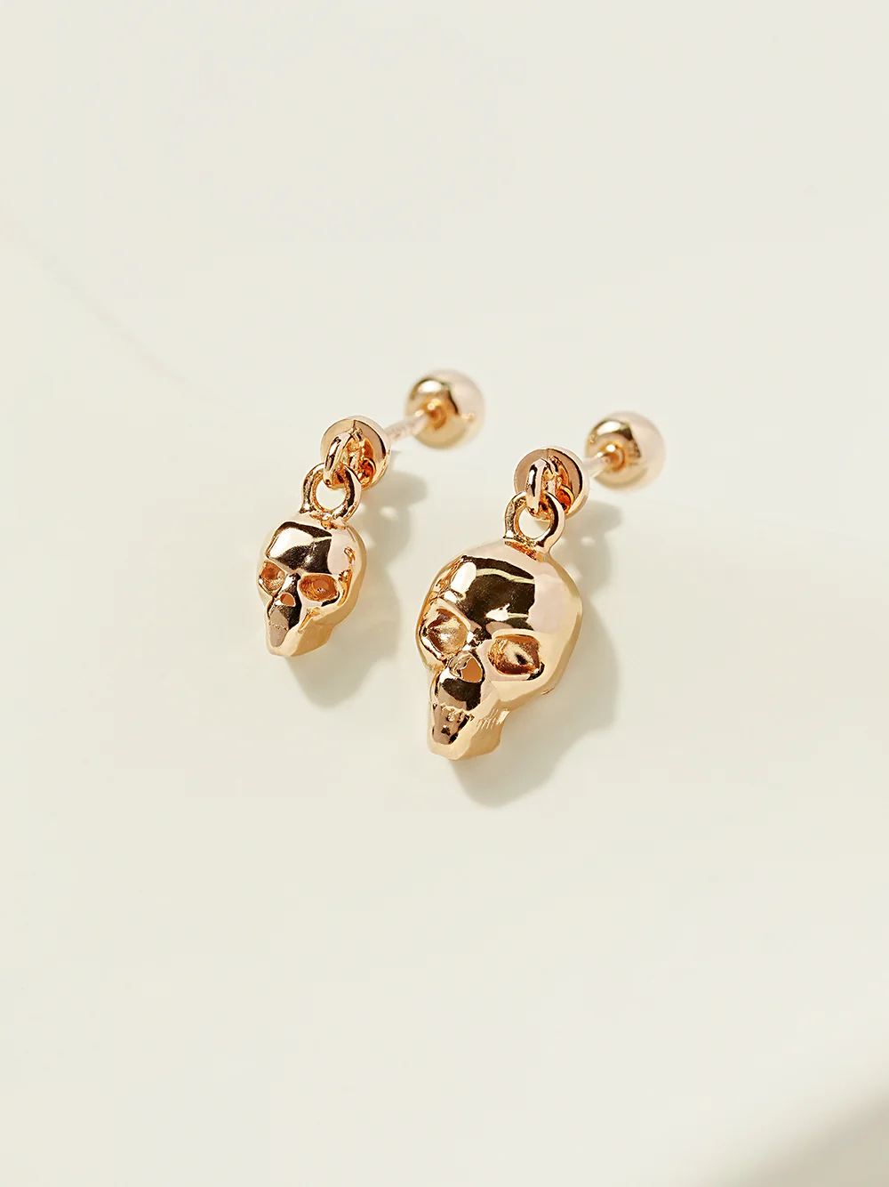 14K Gold Skull Drop Cartilage Earring 20G18G16G
