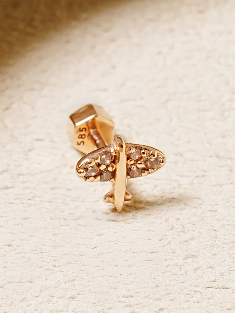 14K Gold Sky Glow Flying Cartilage Earring 18G - Image 9