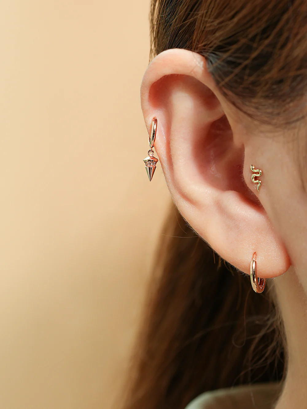 14K Gold Slay Snake Earring 20G18G16G - Image 2