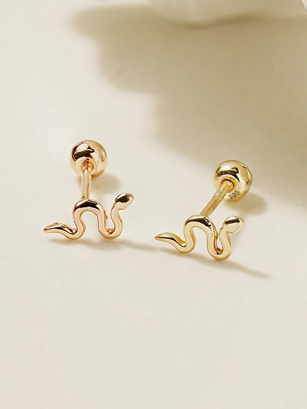 14K Gold Slay Snake Earring 20G18G16G - Image 3