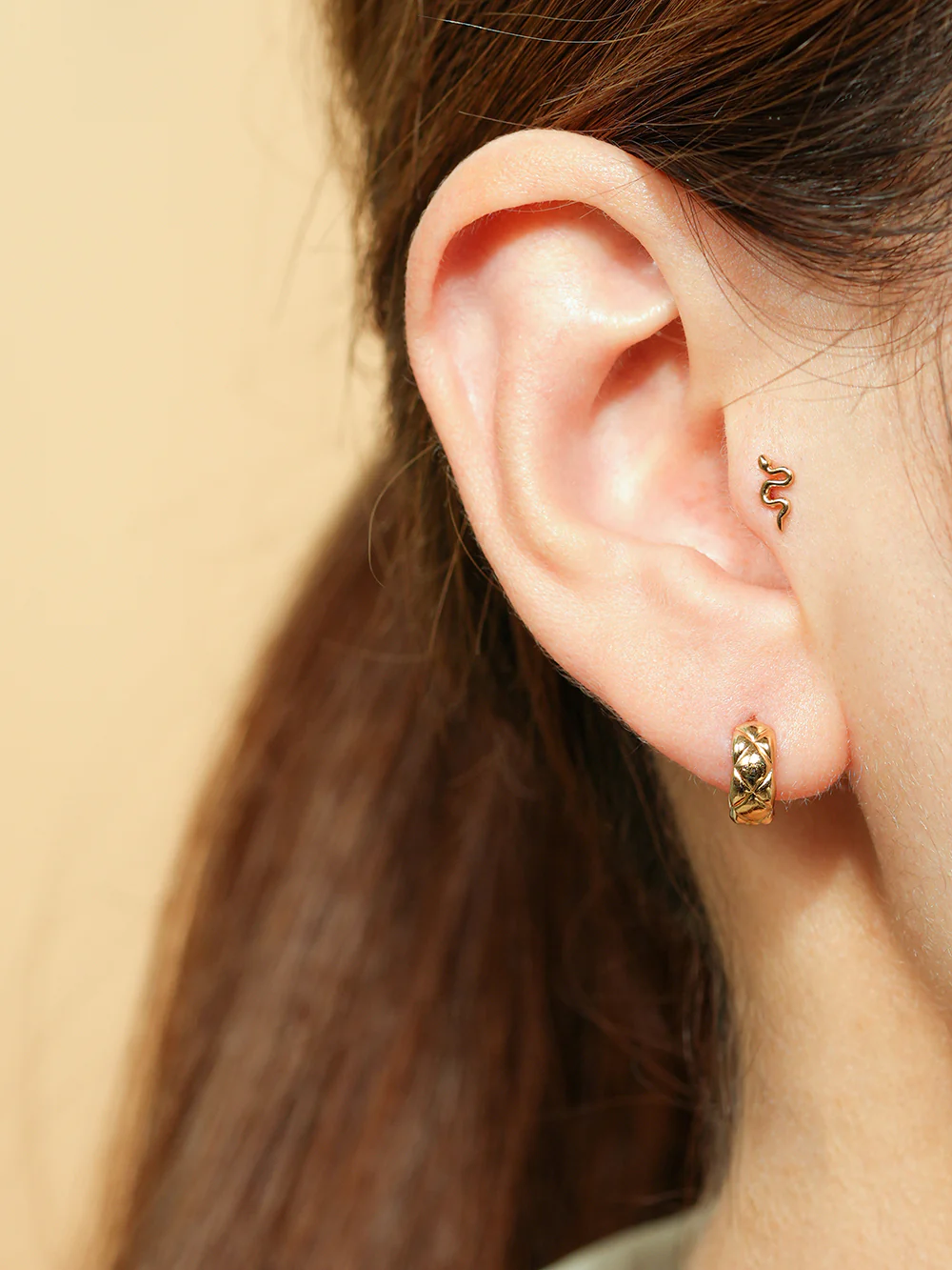 14K Gold Slay Snake Earring 20G18G16G - Image 6