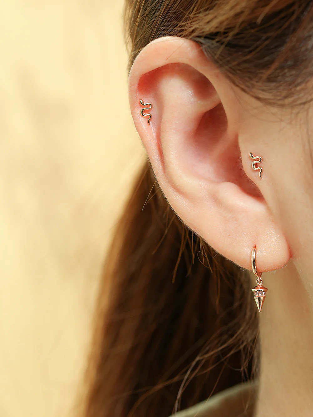 14K Gold Slay Snake Earring 20G18G16G - Image 8