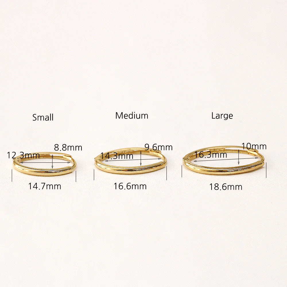 14K Gold Slim Oval Hoop Earring - Image 13