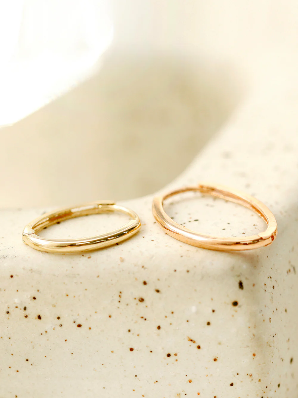 14K Gold Slim Oval Hoop Earring - Image 8
