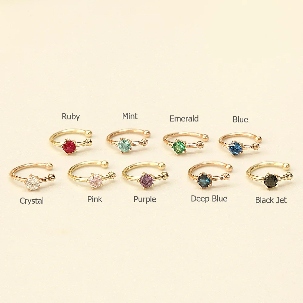 14K Gold Slim Plain Color Cubic Ear Cuff - Image 11