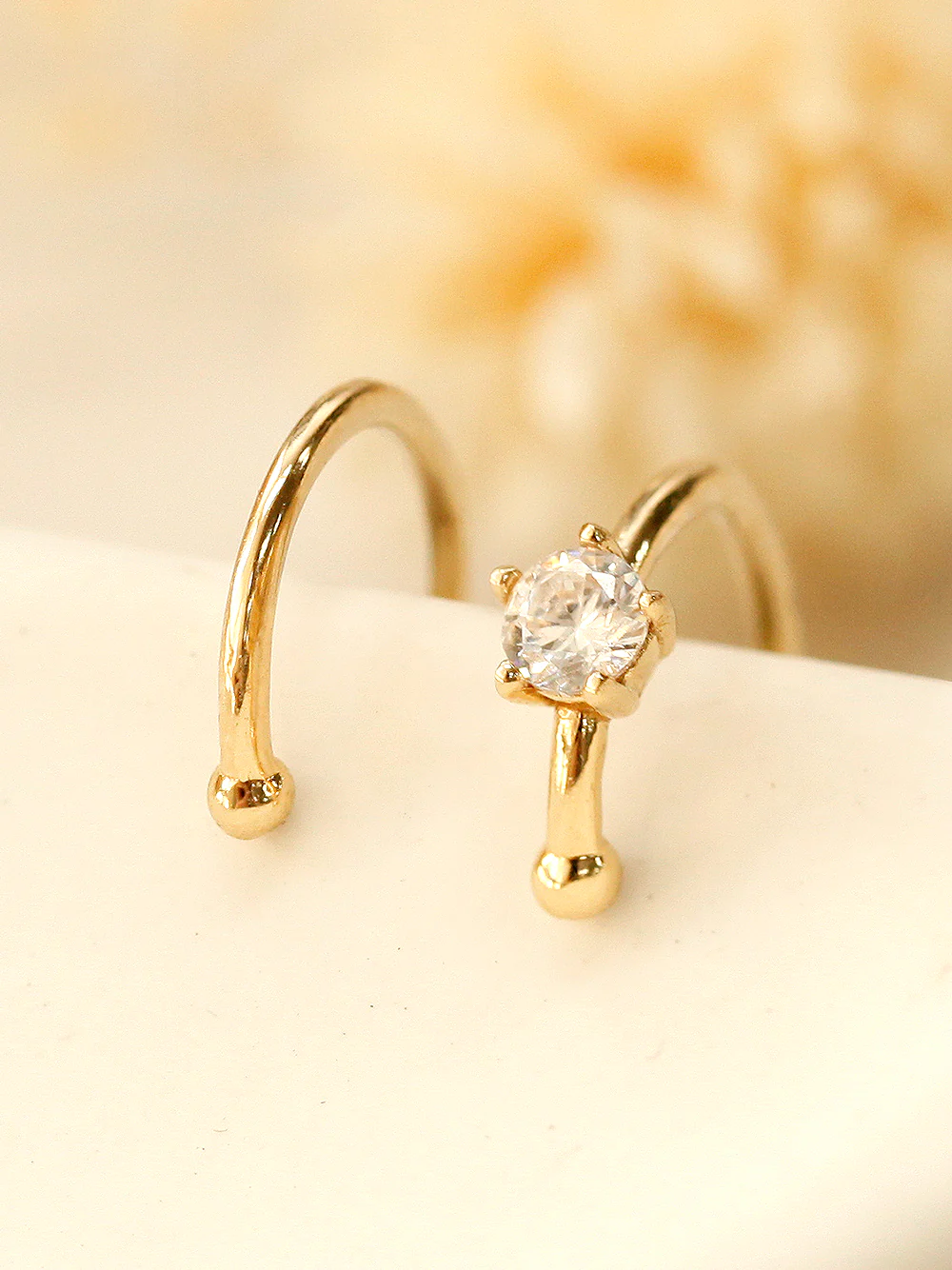 14K Gold Slim Plain Color Cubic Ear Cuff - Image 3