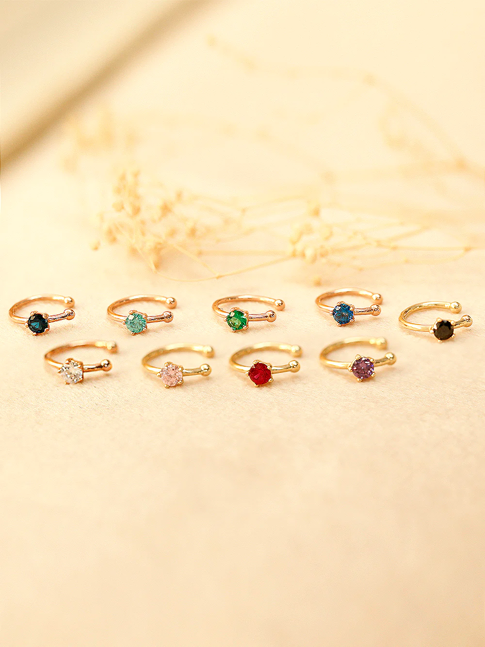 14K Gold Slim Plain Color Cubic Ear Cuff - Image 5