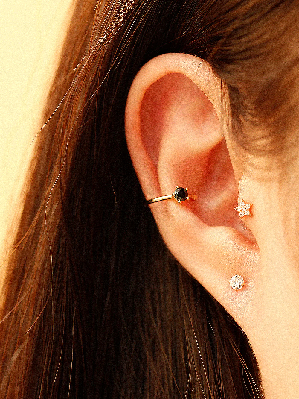 14K Gold Slim Plain Color Cubic Ear Cuff - Image 9