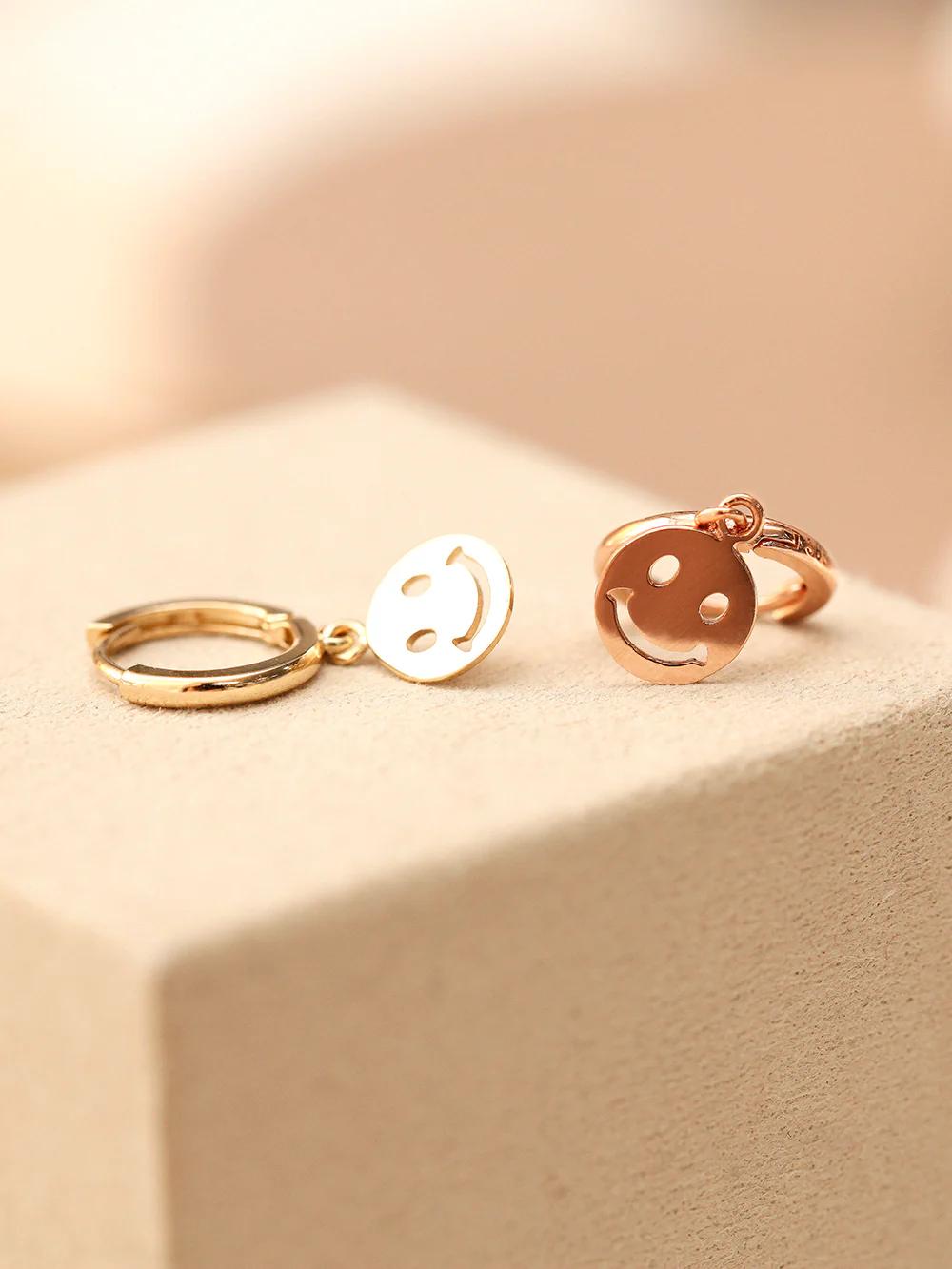 14K Gold Smile Drop Cartilage Hoop Earring - Image 6