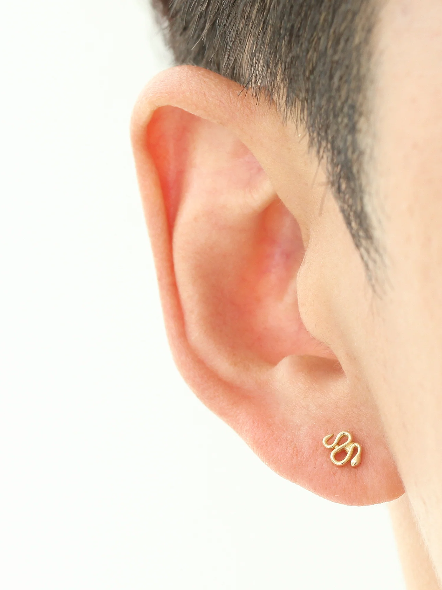 14K Gold Snake Cartilage Earring 18G16G - Image 7