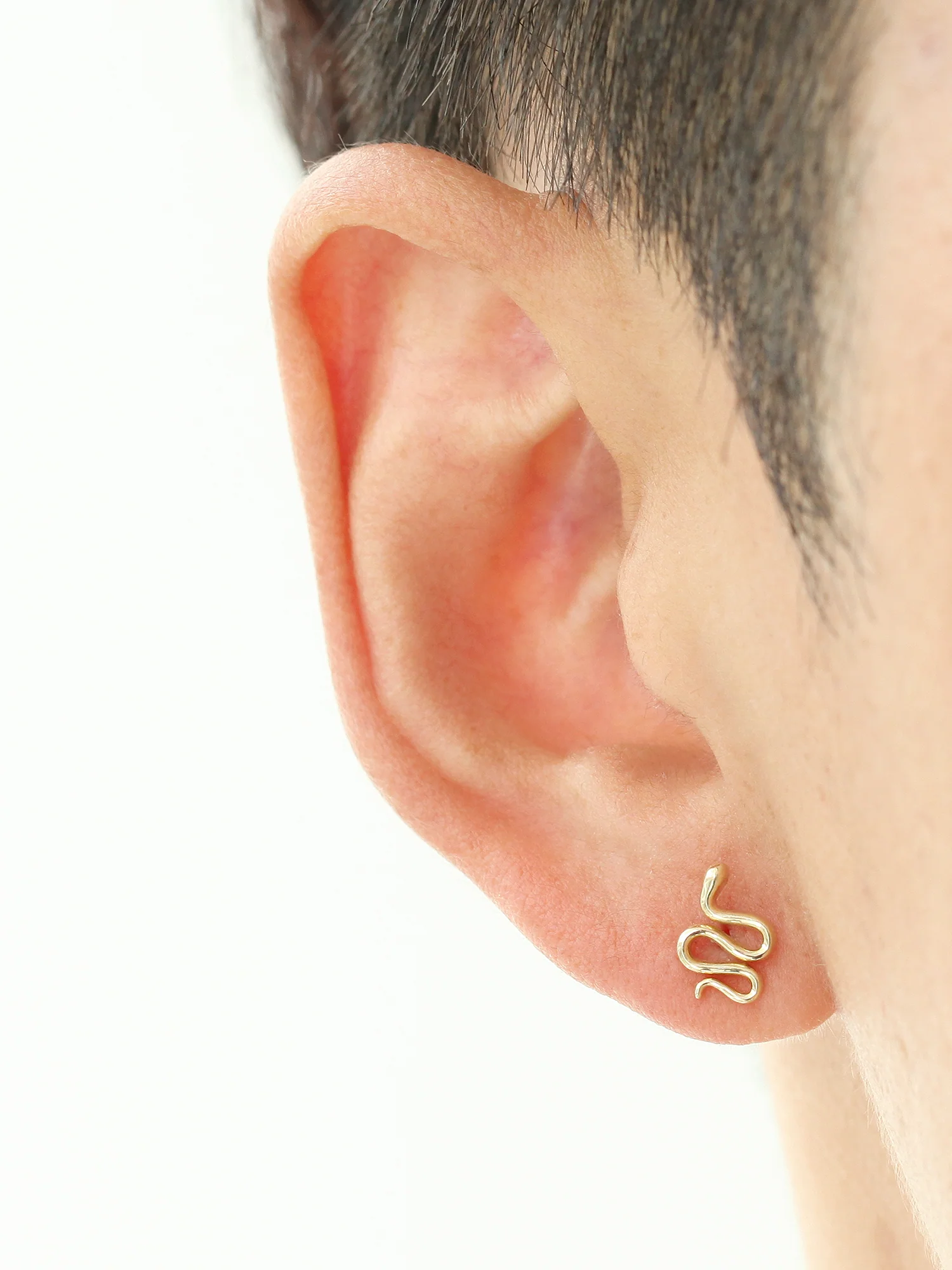 14K Gold Snake Cartilage Earring 18G16G - Image 8