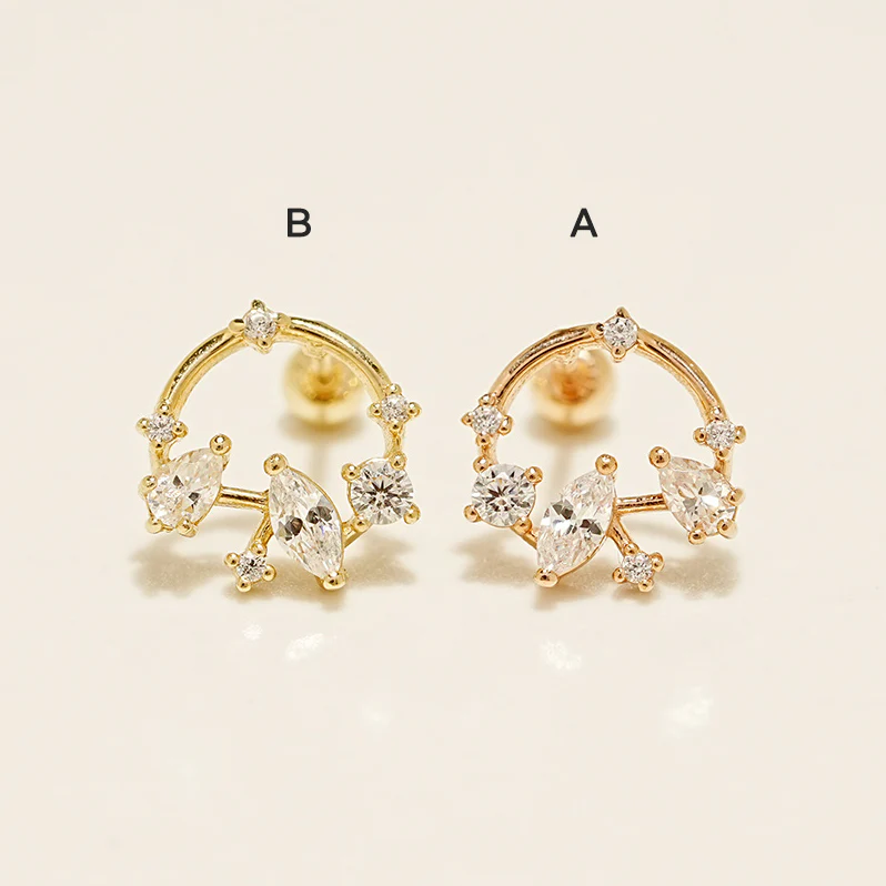 14K Gold Snow Bell Cartilage Earring 20G18G16G - Image 12