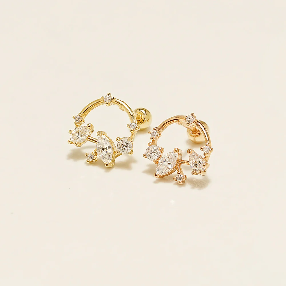 14K Gold Snow Bell Cartilage Earring 20G18G16G - Image 13