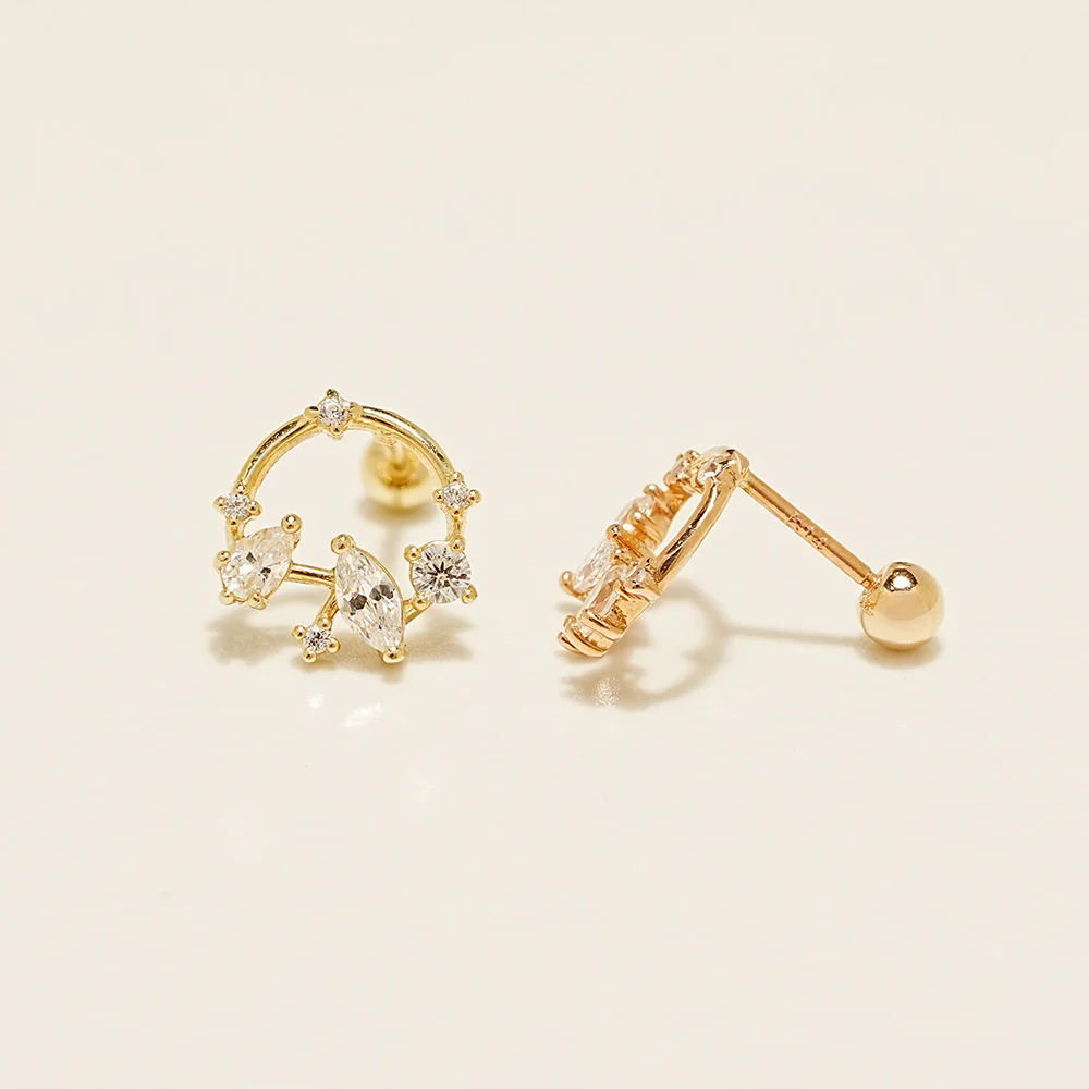 14K Gold Snow Bell Cartilage Earring 20G18G16G - Image 14