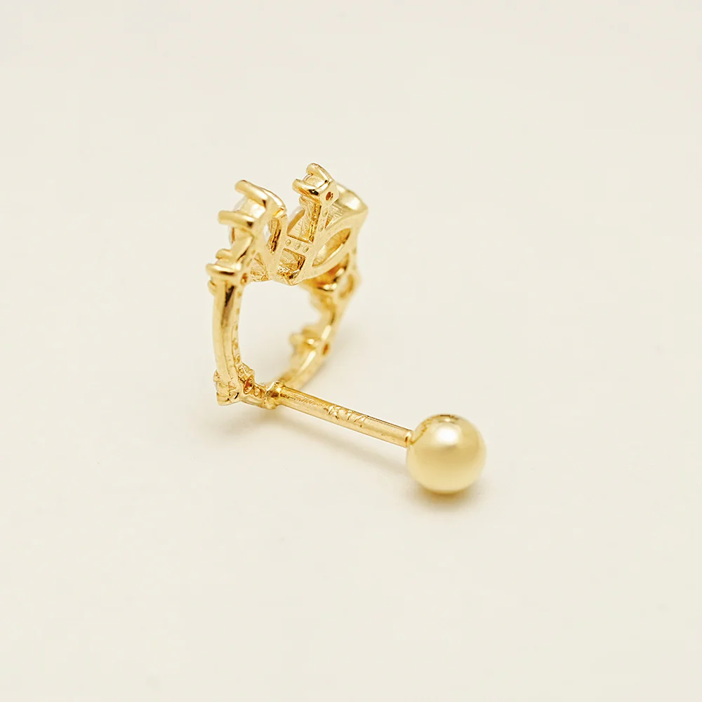 14K Gold Snow Bell Cartilage Earring 20G18G16G - Image 15