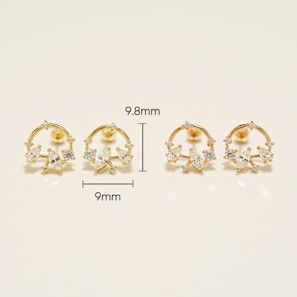 14K Gold Snow Bell Cartilage Earring 20G18G16G - Image 16