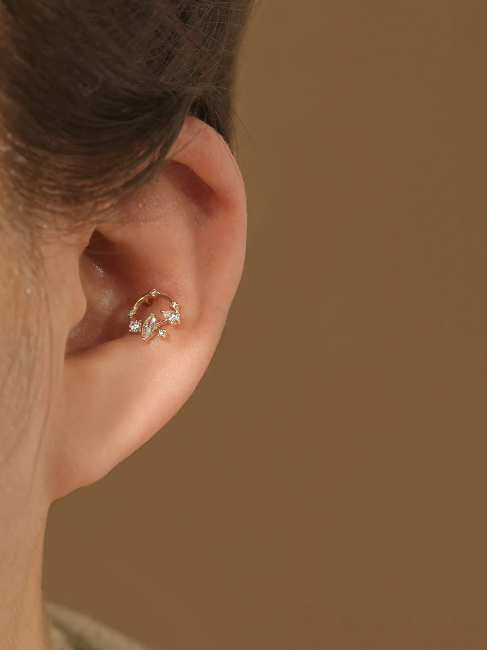 14K Gold Snow Bell Cartilage Earring 20G18G16G - Image 8