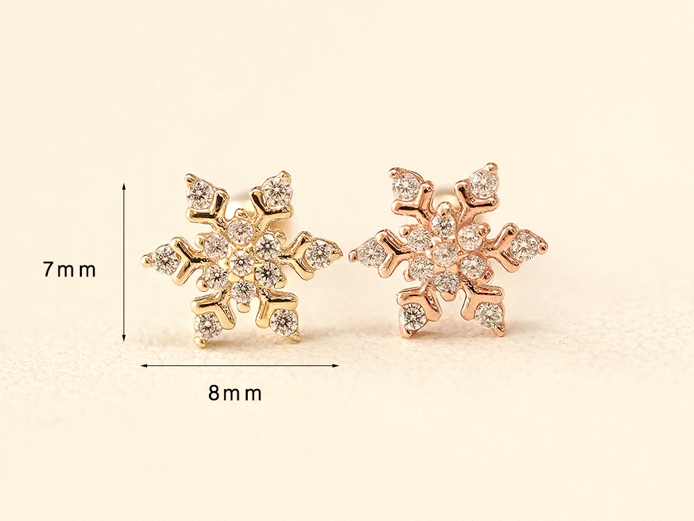 14K Gold Snowflake Cartilage Earring 20G - Image 9