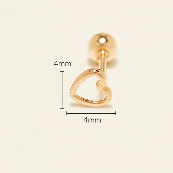 14K Gold Soft Heart Cartilage Earring 20G - Image 6