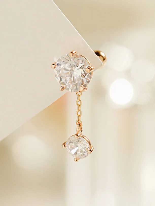 14K Gold Solar Cubic Drop Cartilage Earring 20G - Image 3