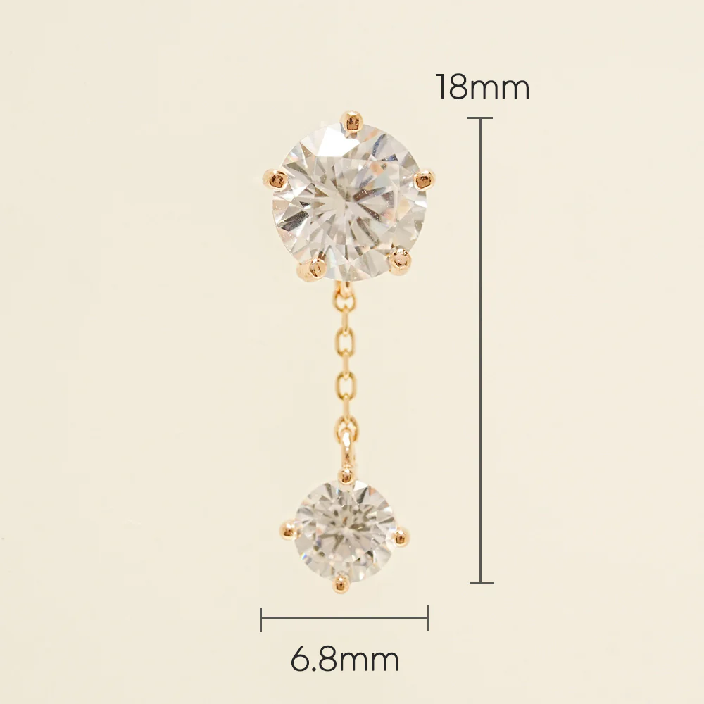 14K Gold Solar Cubic Drop Cartilage Earring 20G - Image 6