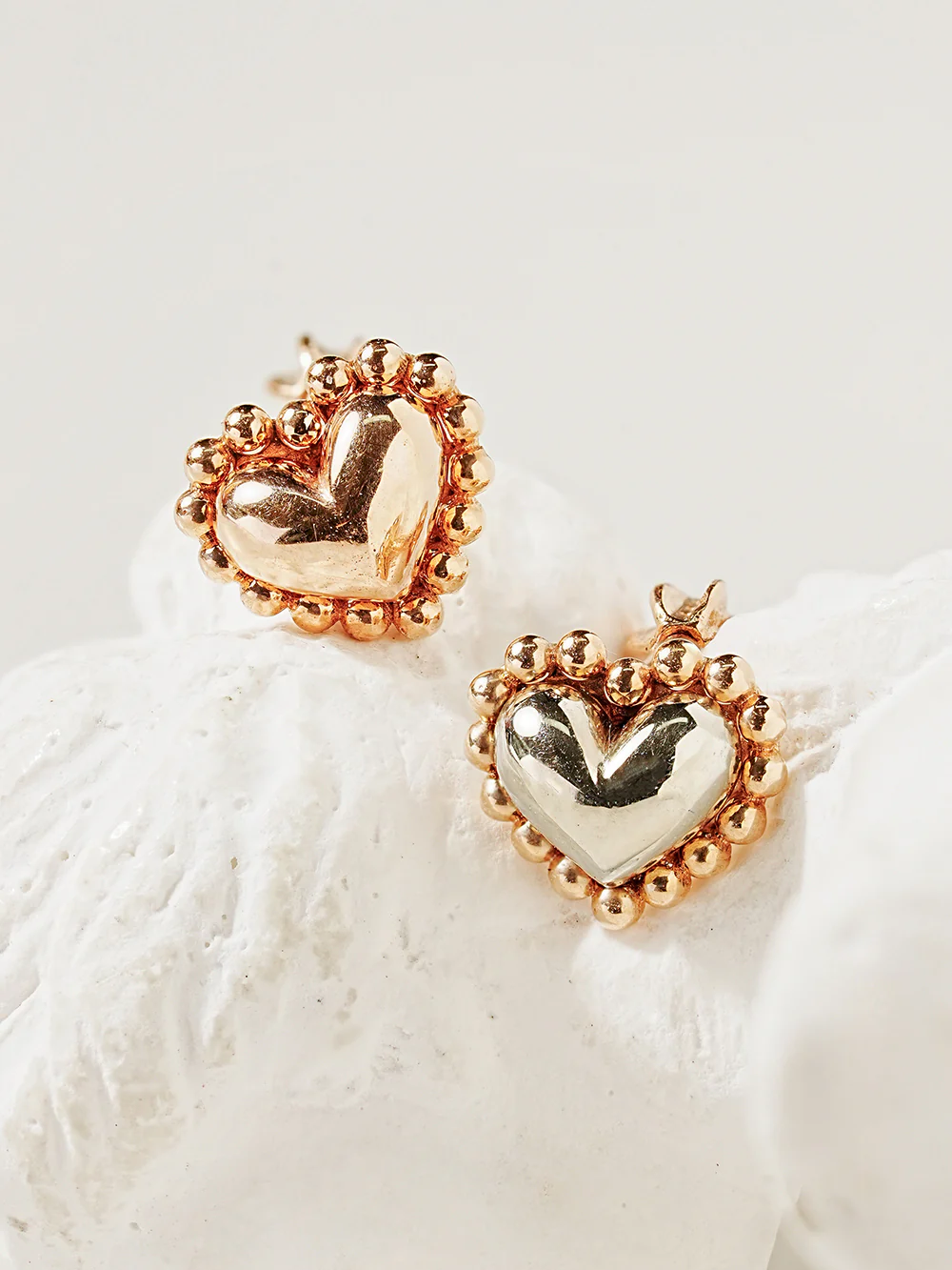 14K Gold Solid Bubble Heart Cartilage Earring 18G16G - Image 9