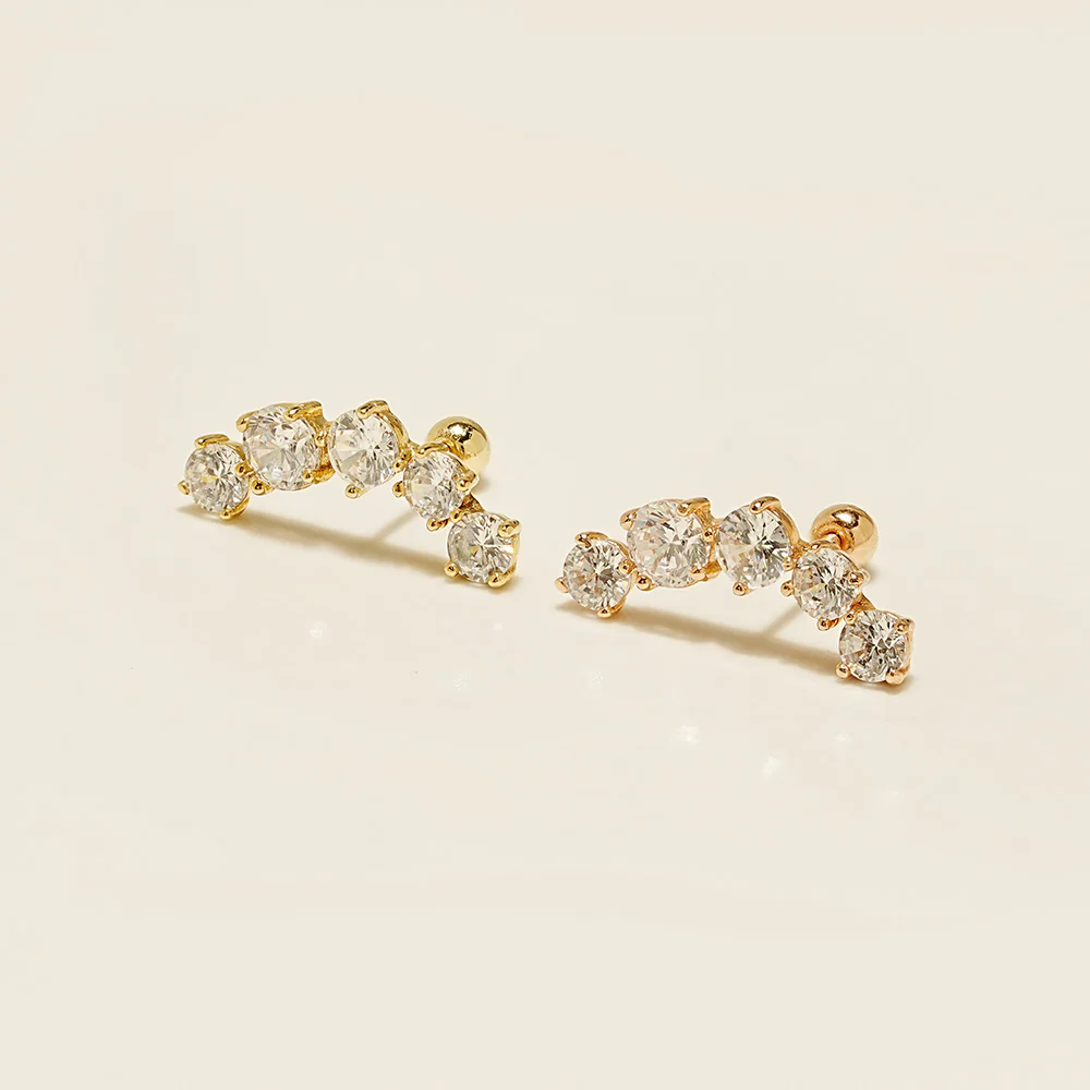 14K Gold Space Cubic Curve Cartilage Earring 20G18G16G - Image 11