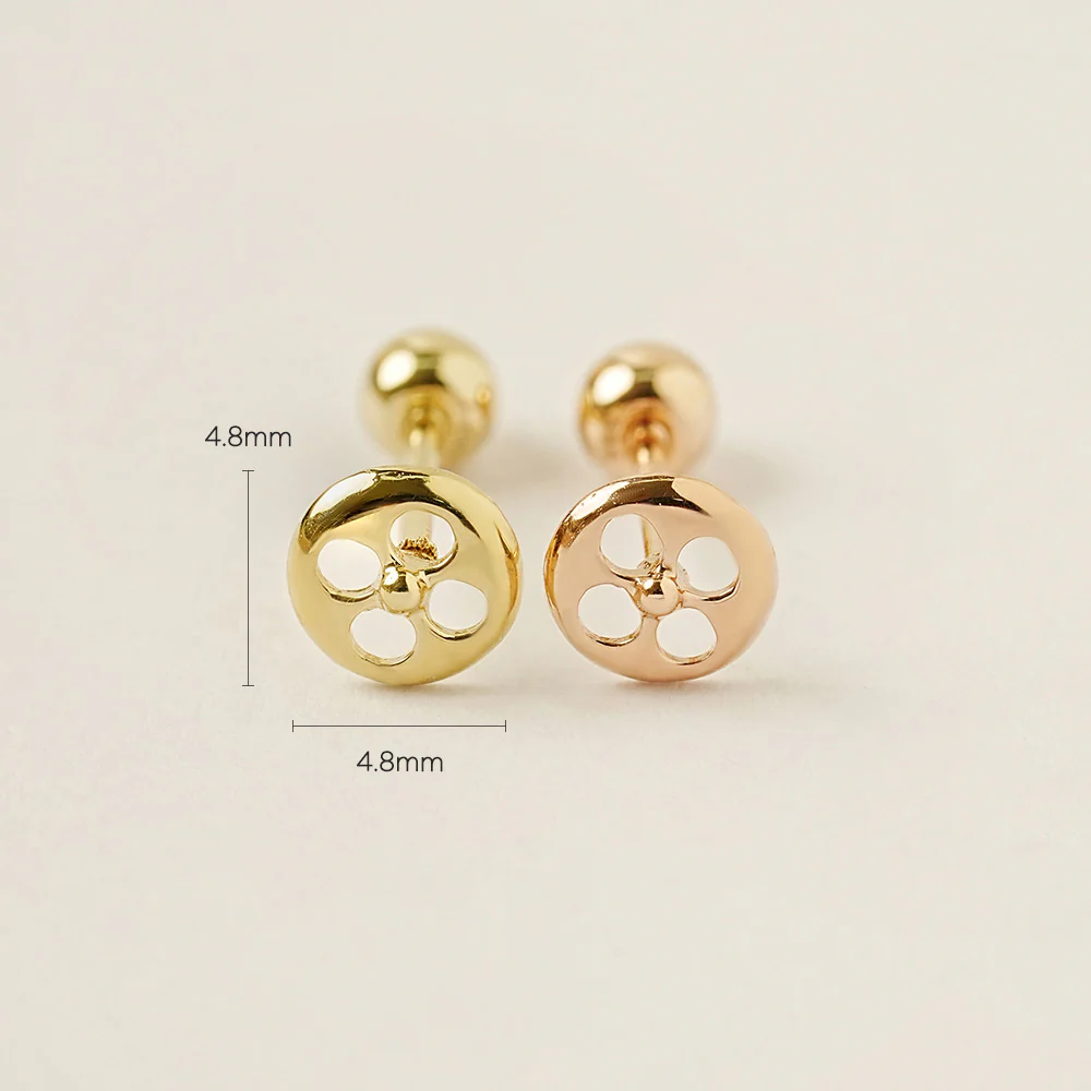 14K Gold Sphere Flower Cartilage Earring 20G - Image 5