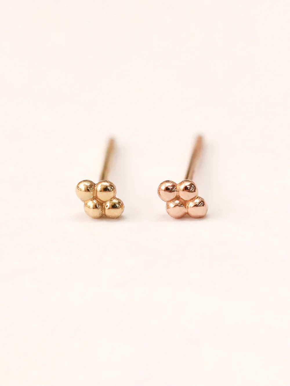 14K Gold Square Ball Stud Earring