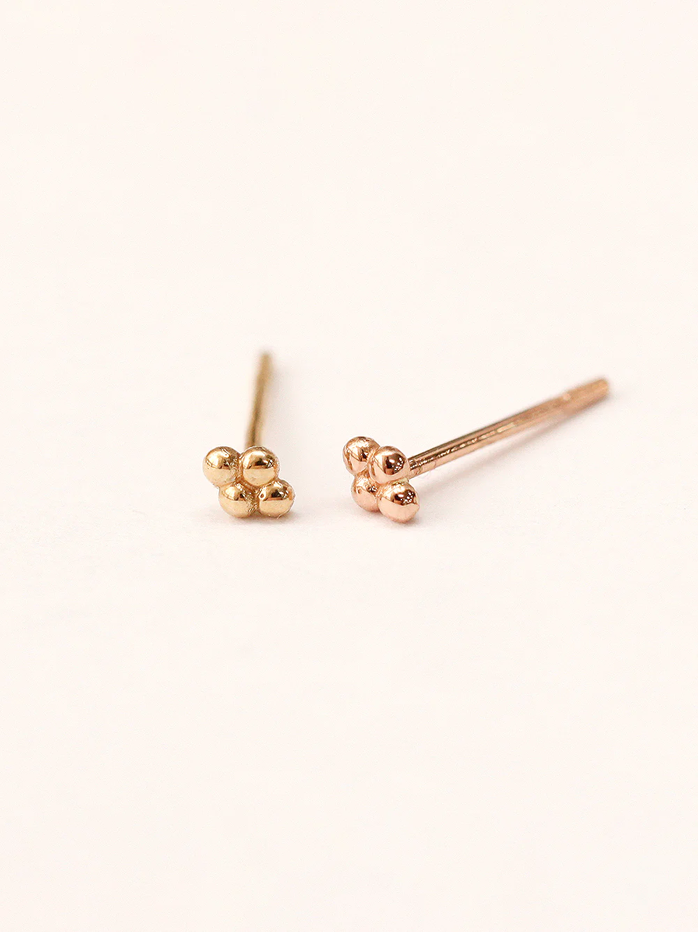 14K Gold Square Ball Stud Earring - Image 3