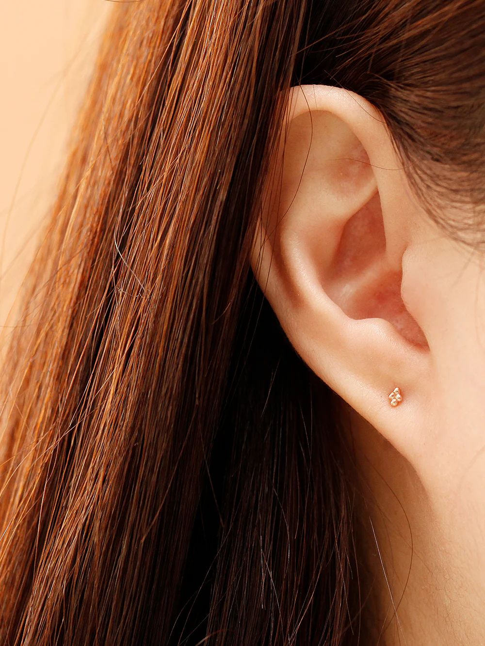 14K Gold Square Ball Stud Earring - Image 5