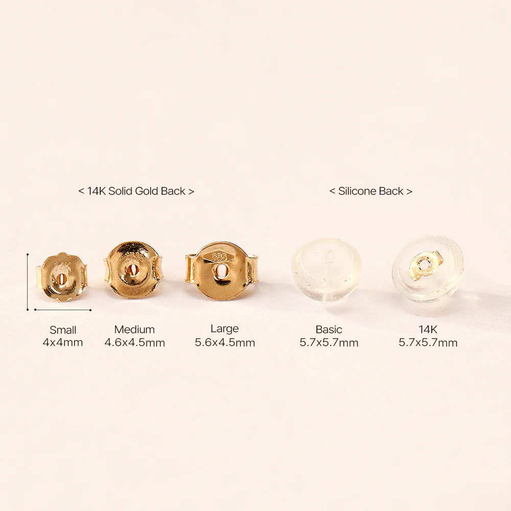 14K Gold Square Ball Stud Earring - Image 8