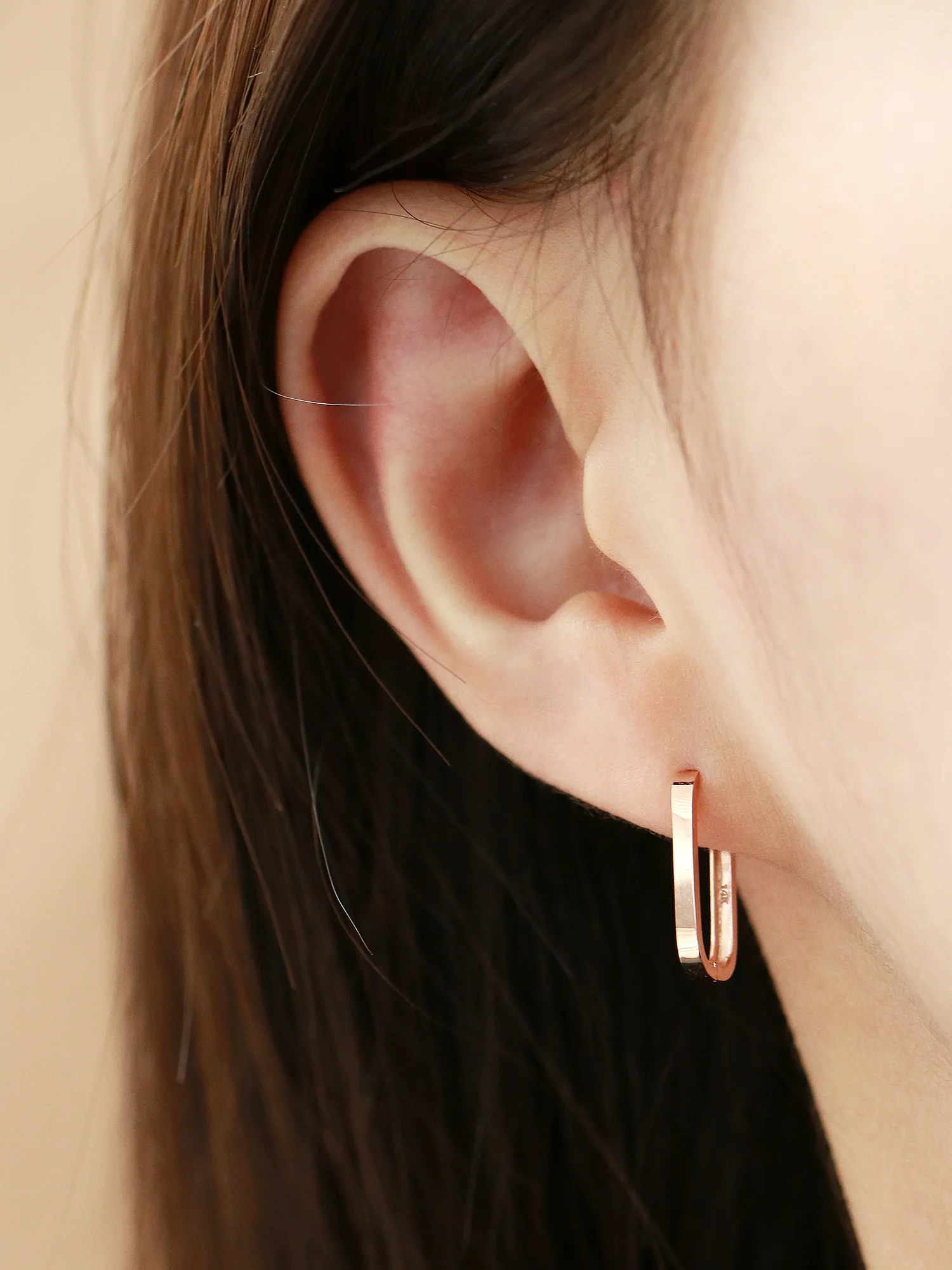 14K Gold Square Hoop Earring - Image 3