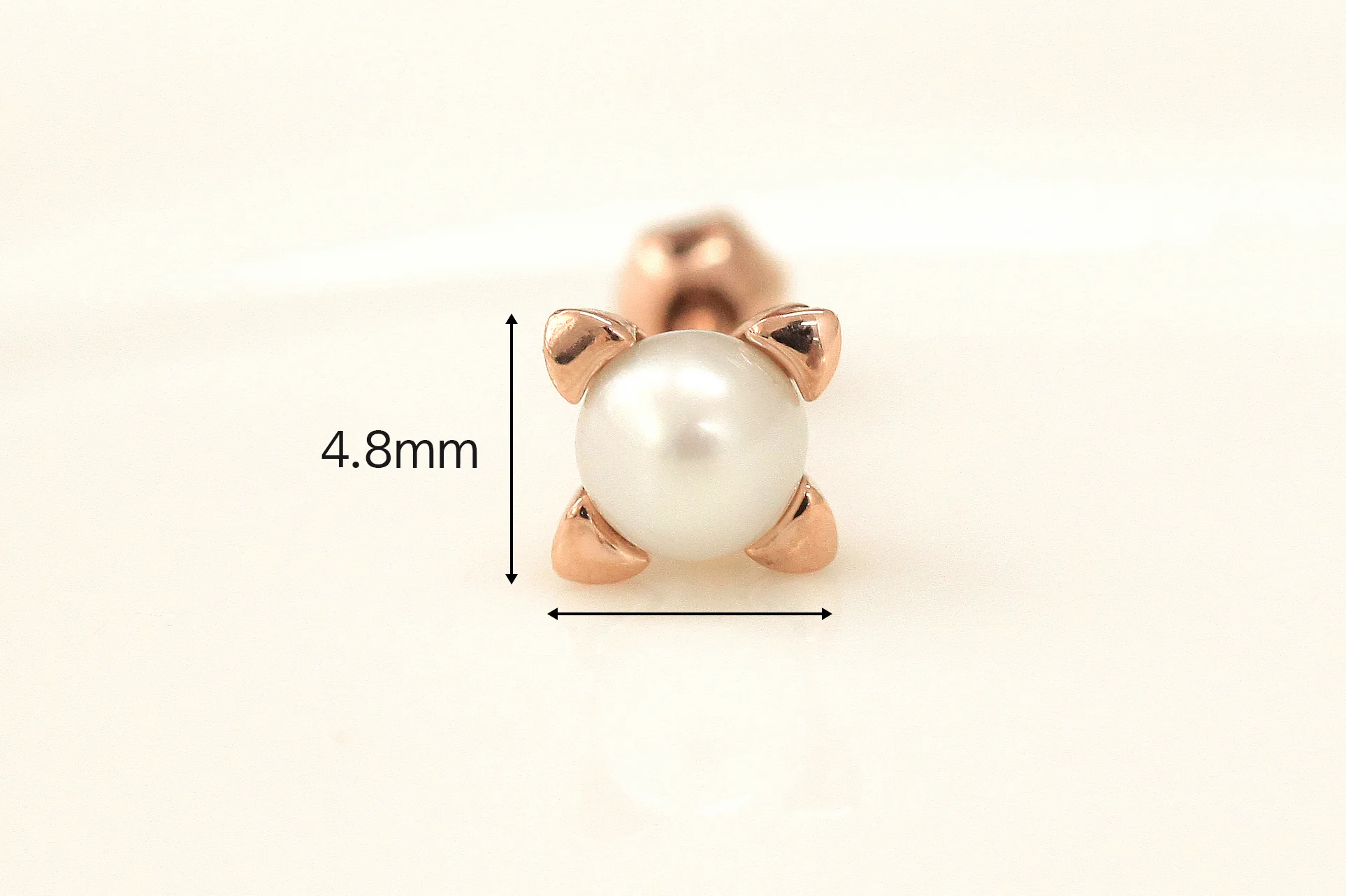 14K Gold Square Point Pearl Cartilage Earring 18G16G - Image 9