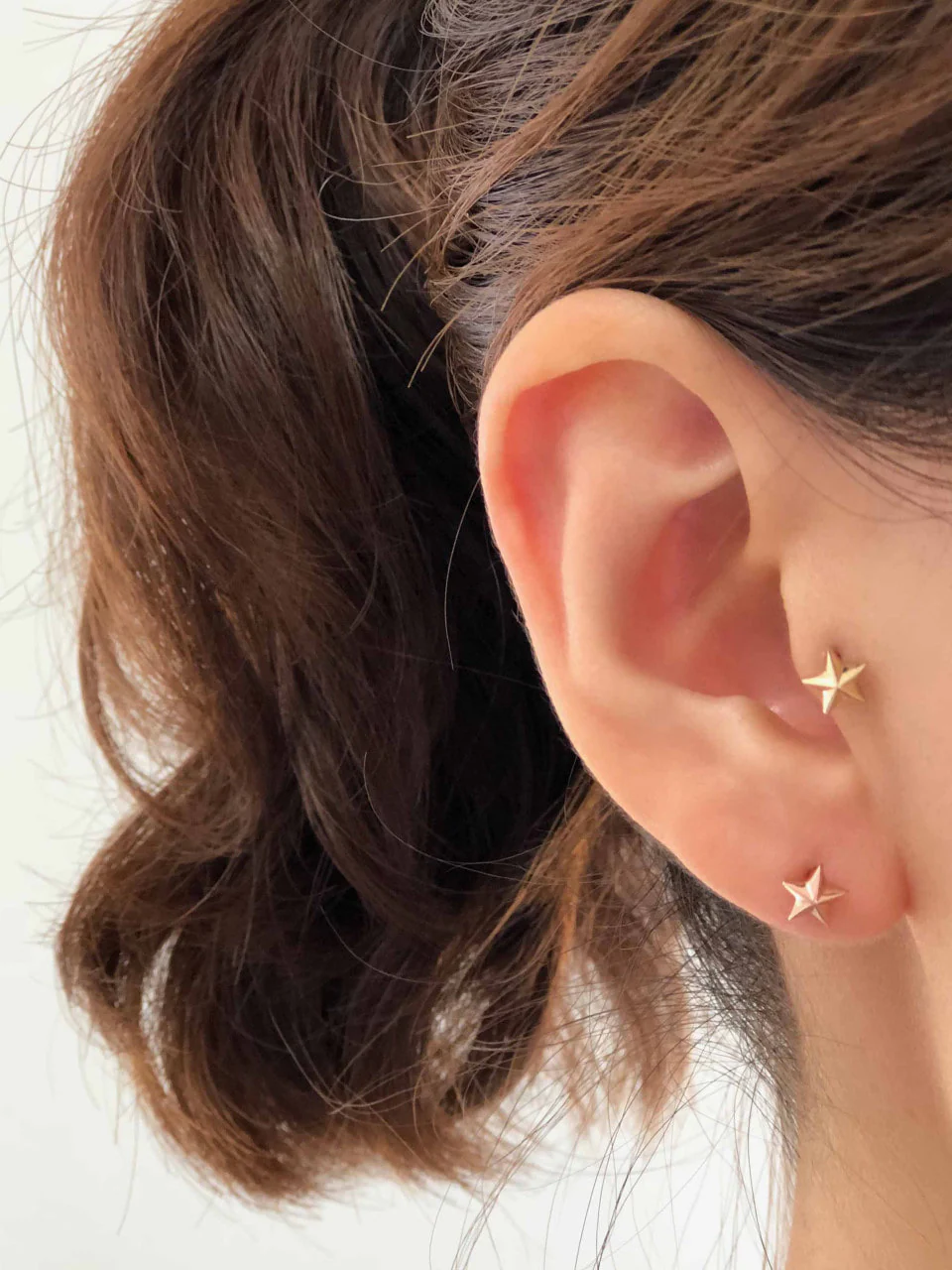 14K Gold Star Cartilage Earring 18G16G - Image 8