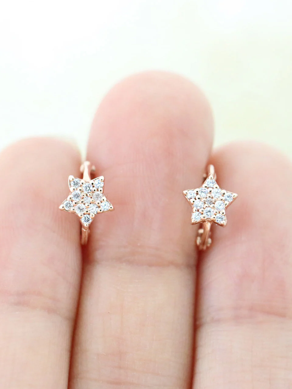 14K Gold Cubic Star Hoop Earring - Image 2