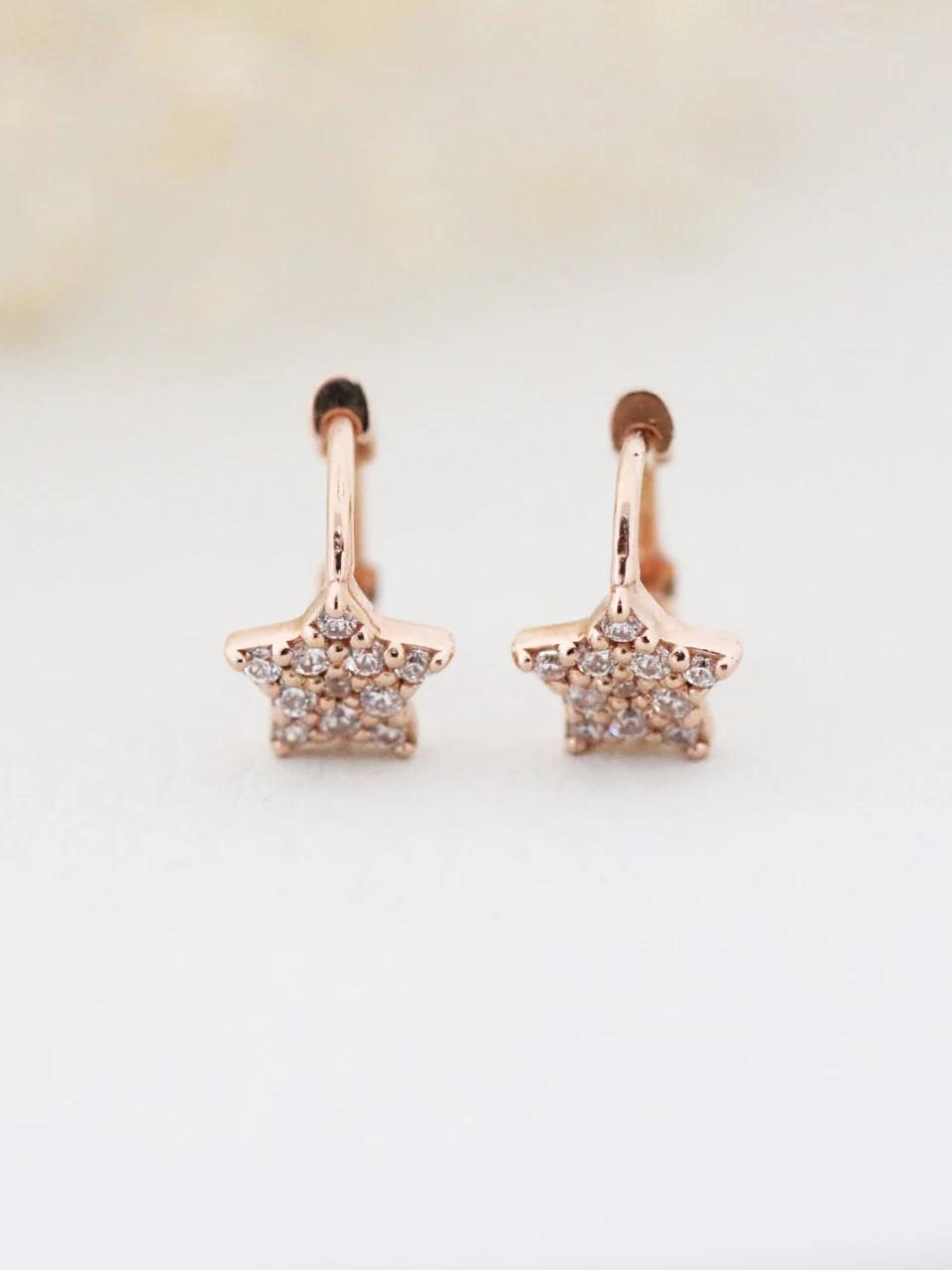 14K Gold Cubic Star Hoop Earring - Image 3