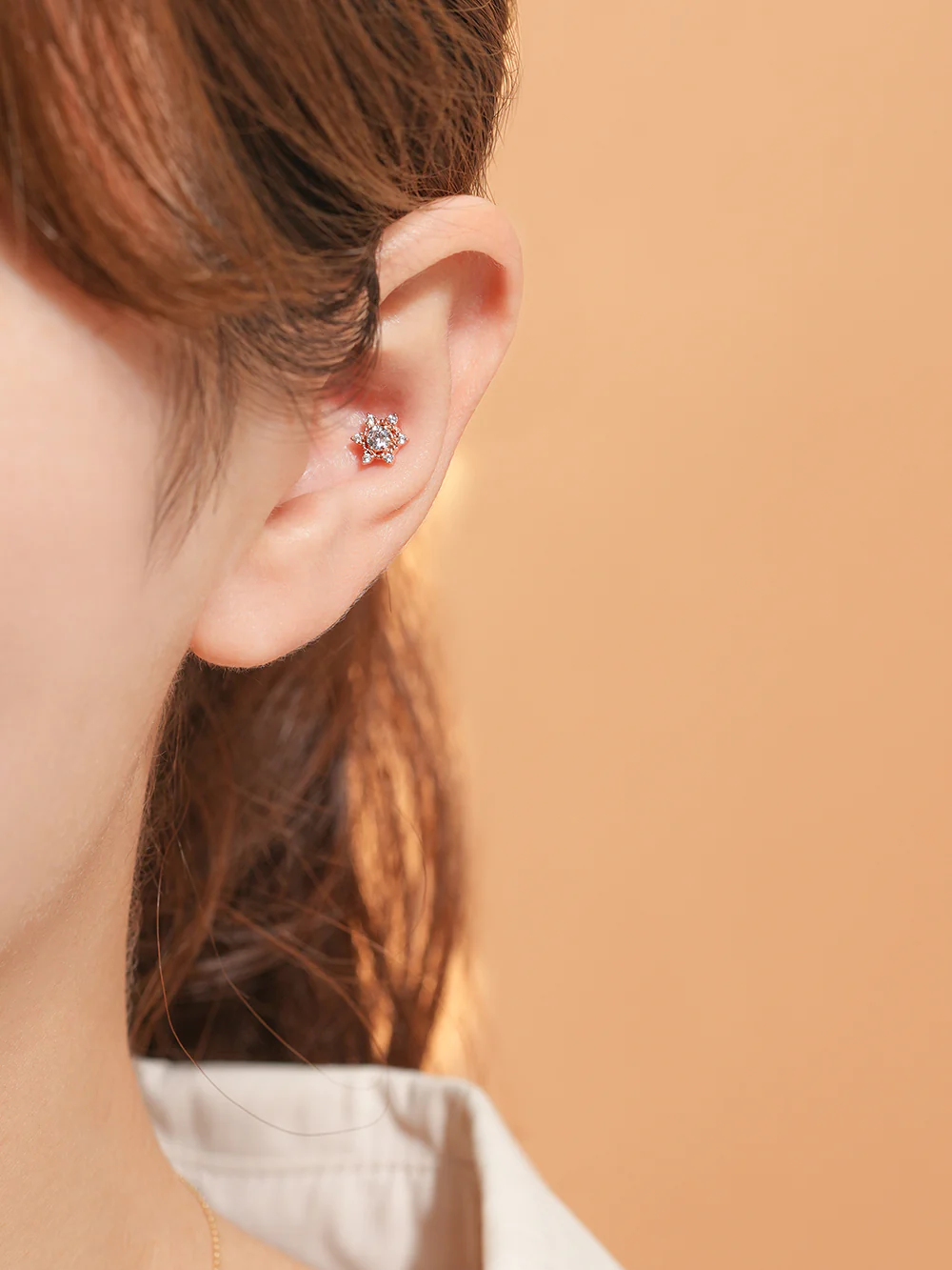 14K Gold Star Light Cubic  Cartilage Earring 18G16G - Image 8