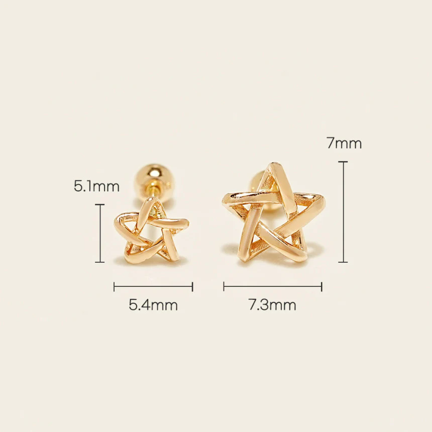 14K Gold Star Point Cartilage Earring 20G - Image 14