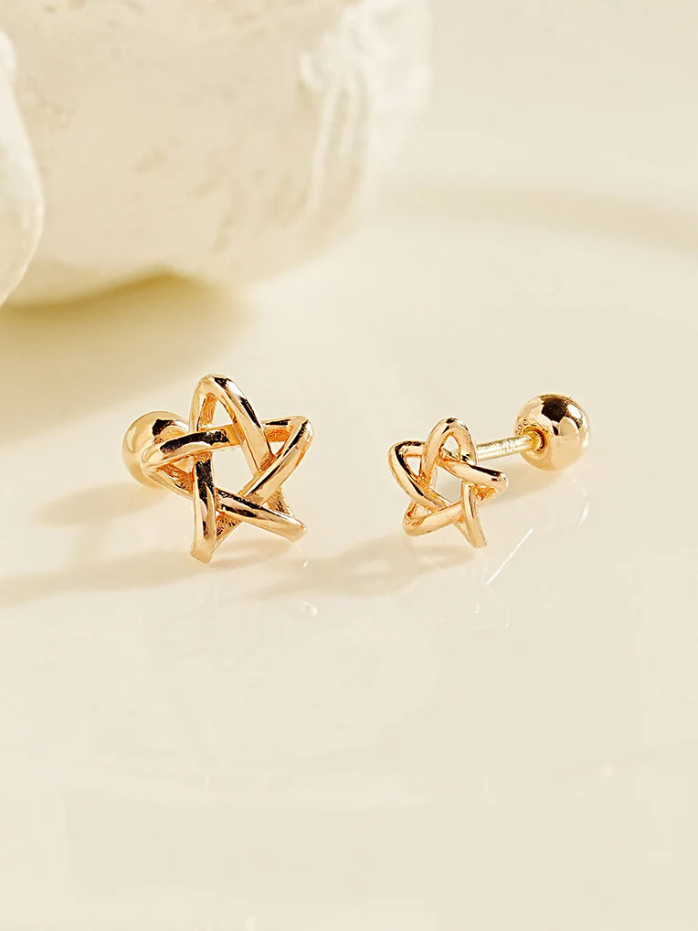 14K Gold Star Point Cartilage Earring 20G - Image 9