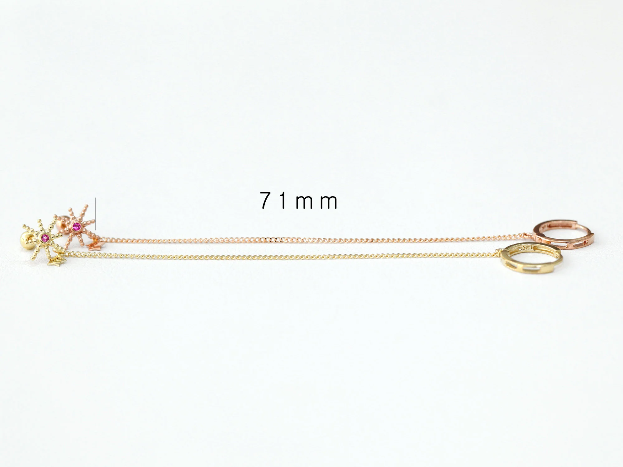 14K Gold Starburst layered hoop earring - Image 10