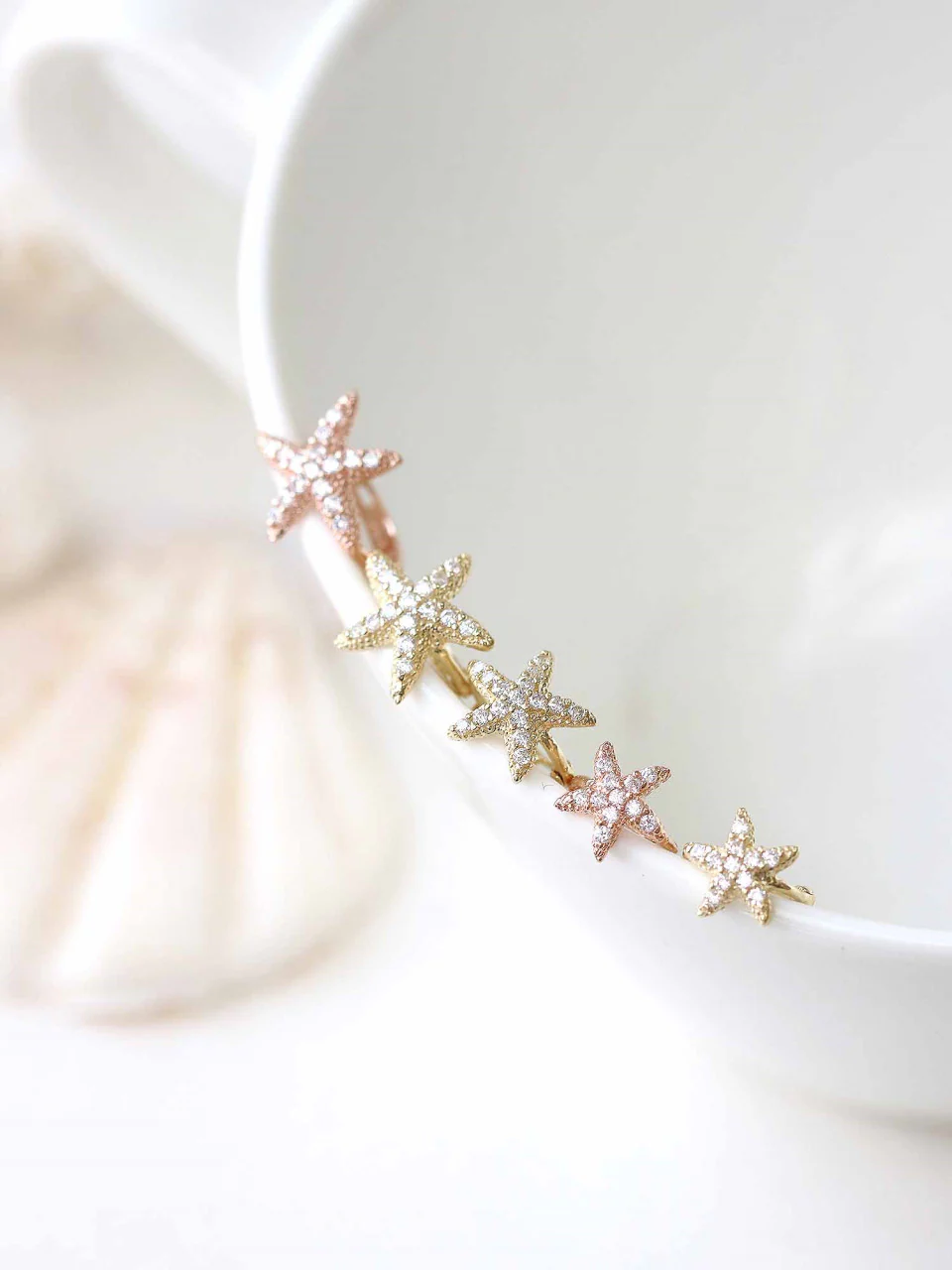14K Gold Starfish Hoop Earring - Image 4
