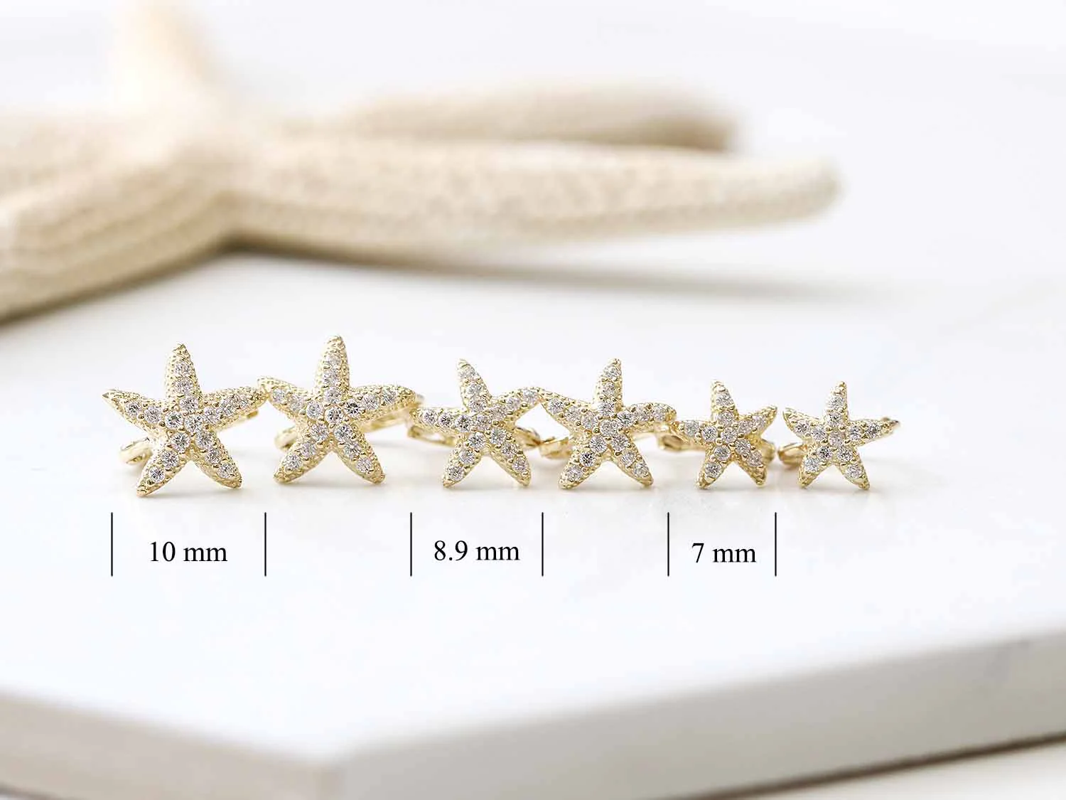 14K Gold Starfish Hoop Earring - Image 9