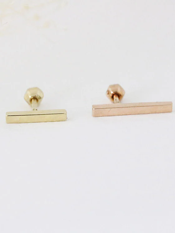 14K Gold Stick Cartilage Earring 18G16G - Image 3