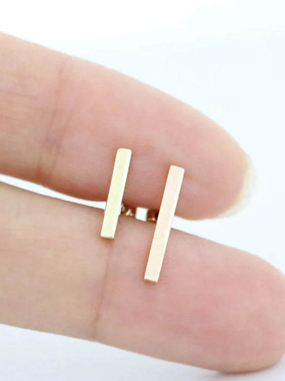 14K Gold Stick Cartilage Earring 18G16G - Image 4