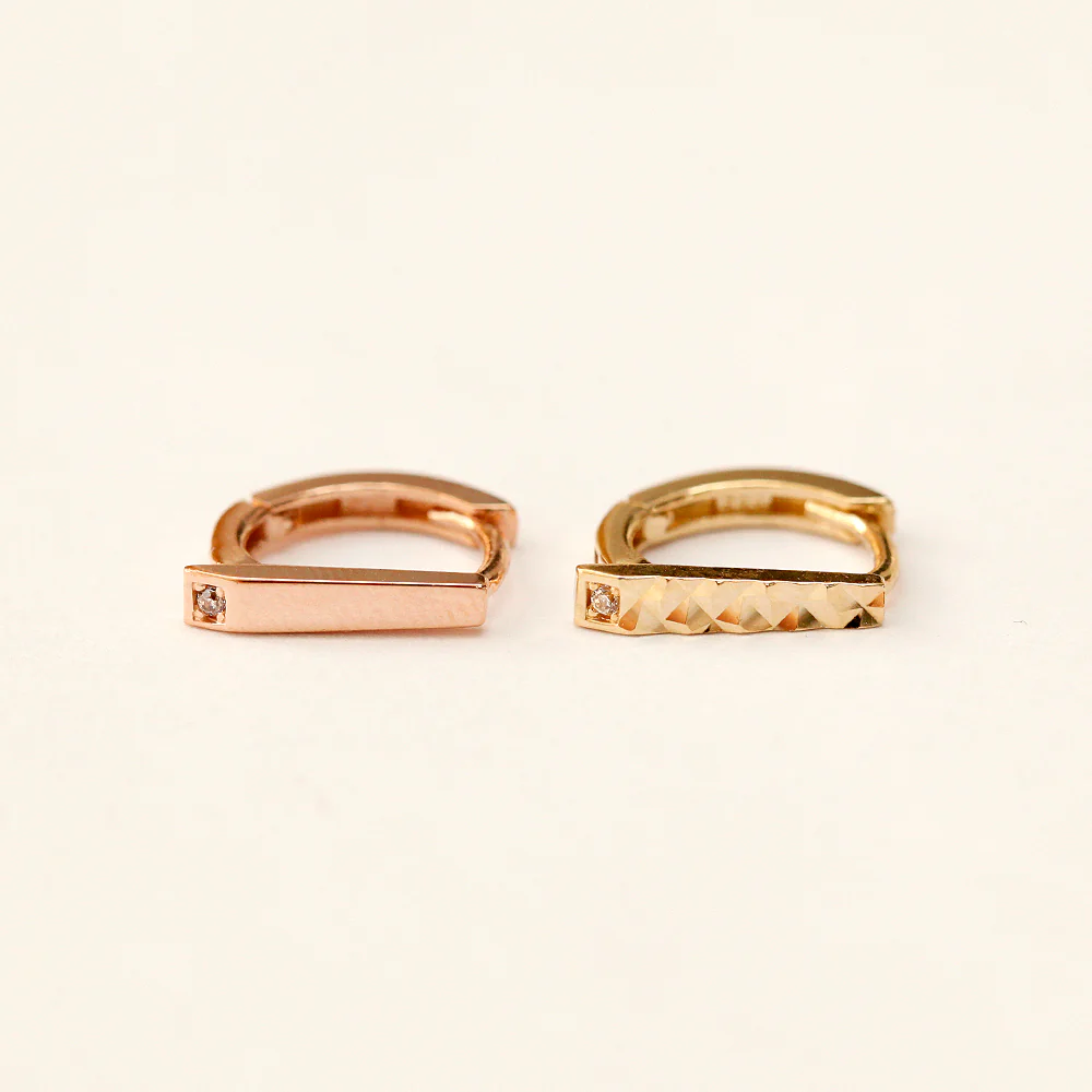 14K Gold Stick Cubic Cartilage Hoop Earring - Image 5