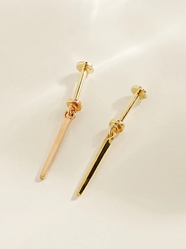 14K Gold Stick Drop Internally Threaded Labret Piercing 20G18G16G - Image 3