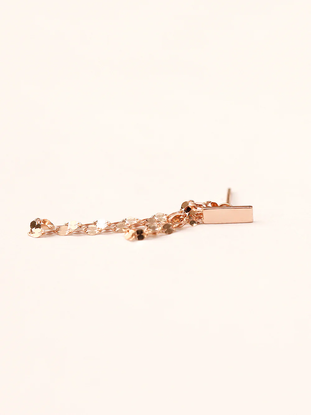 14K Gold Stick Long Chain Stud Earring