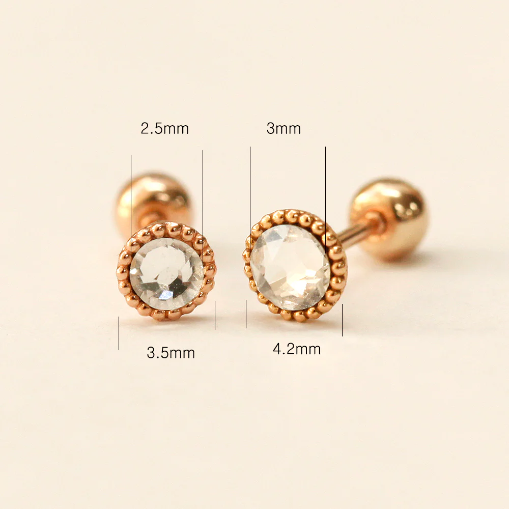 14K Gold Stone Flower Ball Cartilage Earring 20G18G16G - Image 13