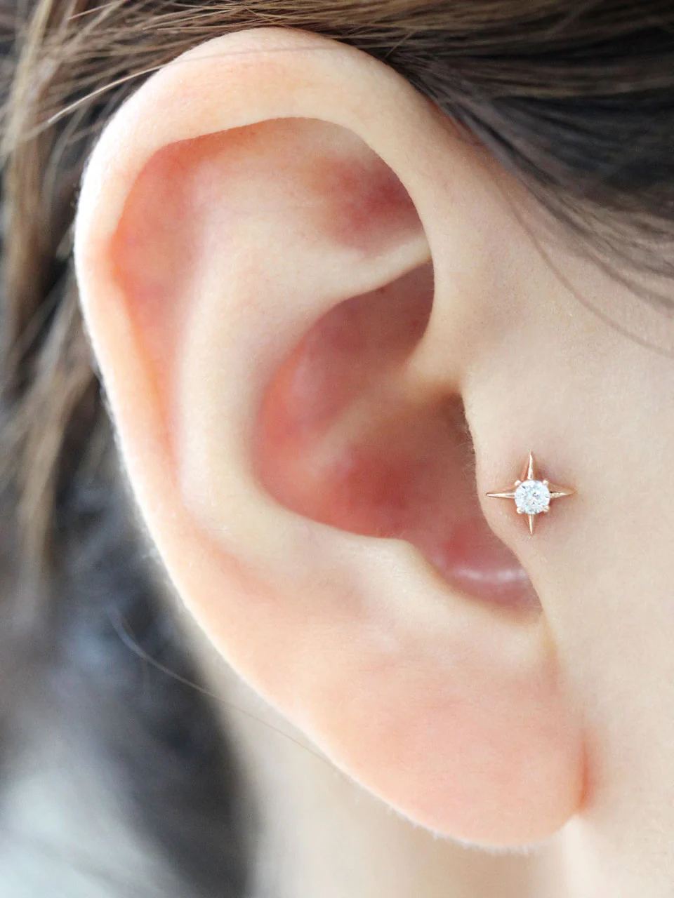 14K Gold Stud Cartilage Earring 18G16G - Image 6